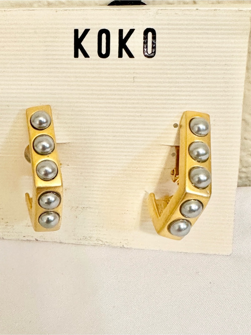 Gold-Tone Hoop Earrings with Silver Bead Accents